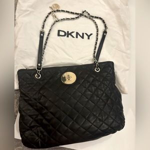 DKNY Black Quilted Leather Tote Bag with dust bag - excellent condition